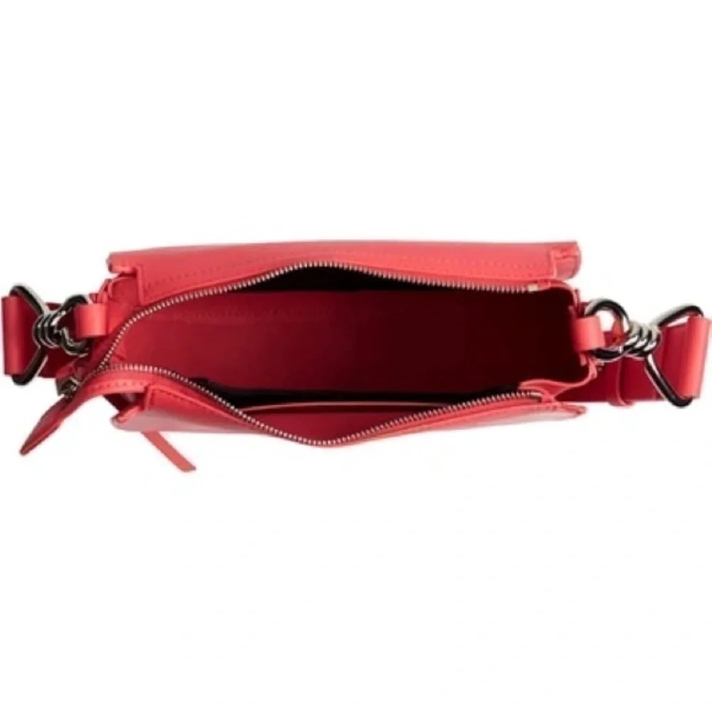 New RARE ALLSAINTS Captain Round Leather Crossbody Bag Coral Pink Pebbled